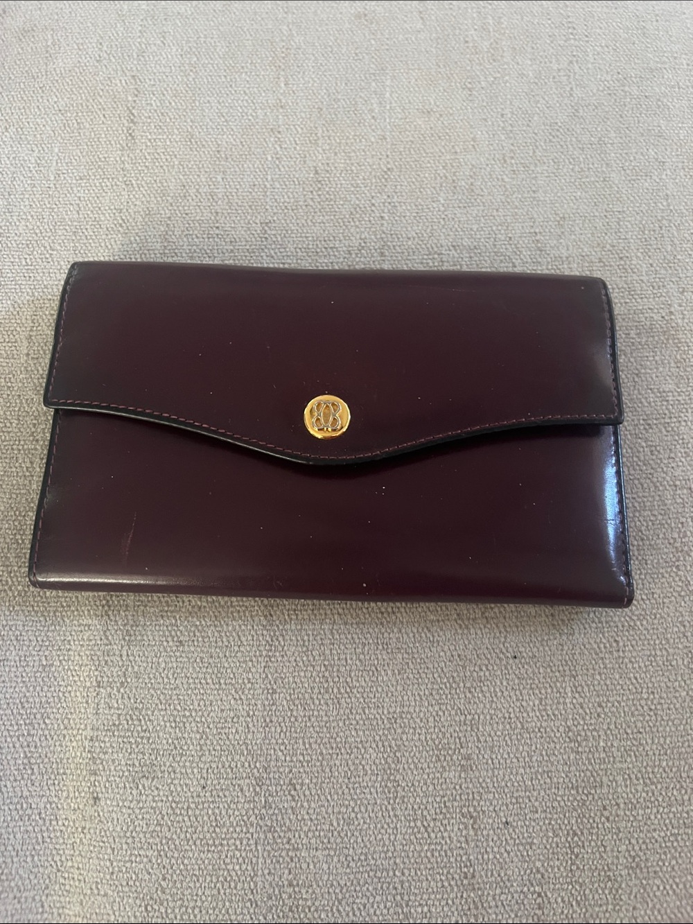 Bosca Brown Leather Wallet with Gold Logo Button
